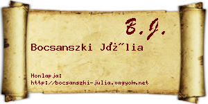 Bocsanszki Júlia névjegykártya